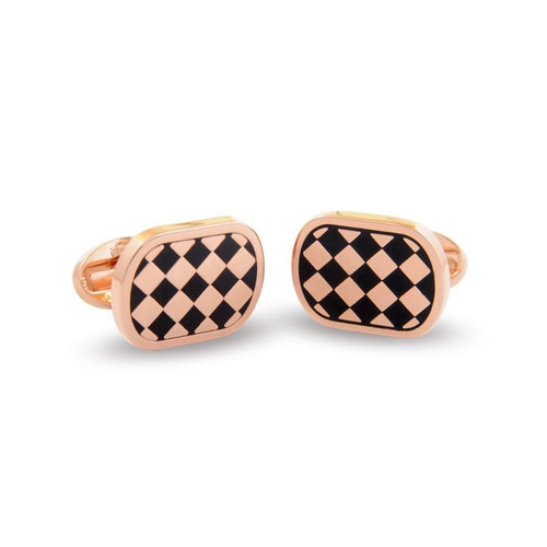 Halcyon Days Houdon Cufflinks Black Rose Gold