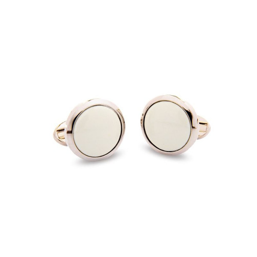 Halcyon Days Ivory Silver Round Cufflinks