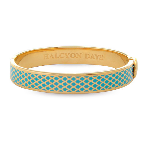 Halcyon Days Salamander Turquoise Gold 1cm Hinged Bangle