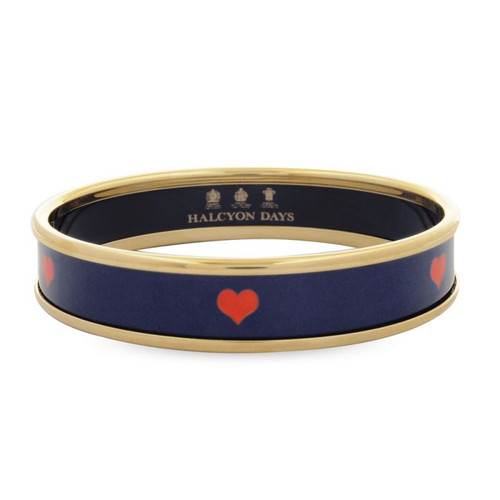 Halcyon Days Red Heart On Navy Bangle Small