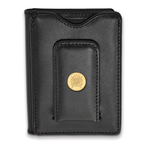 Sacramento Kings Black Leather Wallet Gold-plated Silver on Leather GP011KNG-W1