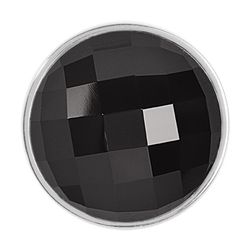 Nikki Lissoni Faceted Black Agate Silver-Plated 33mm Coin C1198SM