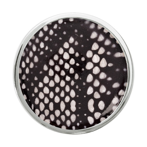 Nikki Lissoni Black/White Snake Print Silver-Plated 33mm Coin C1218SM