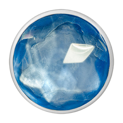 Nikki Lissoni Faceted Light Blue Glass Silver-Plated 33mm Coin C1367SM