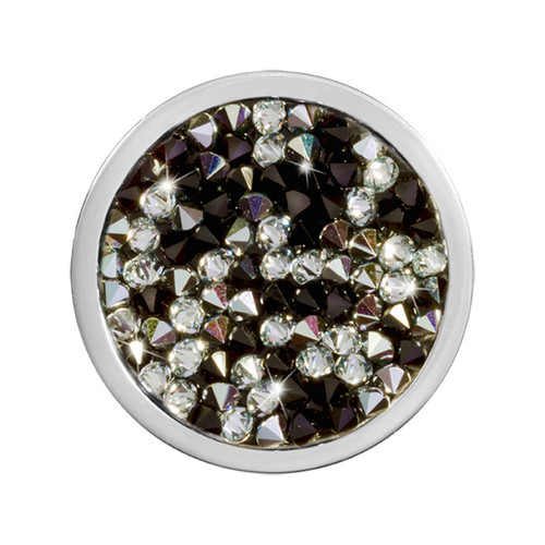 Nikki Lissoni Black White Rock Crystal Silver-Plated 23mm Coin C1424SS