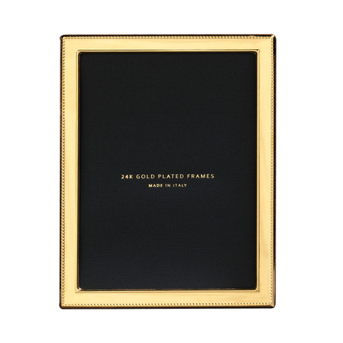 Cunill Bead 1/2 Inch Border 5 x 7 Inch Picture Frame - 24k Gold Plated 0.5 Microns