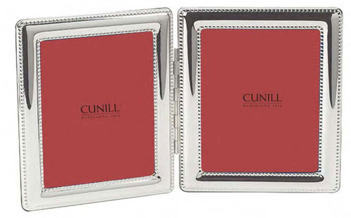 Cunill Beaded Double 5 x 7 Inch Picture Frame - Silverplated