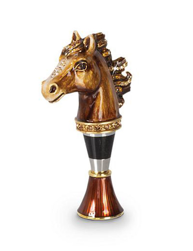Jay Strongwater Clarence Natural Horse Wine Stopper & Stand