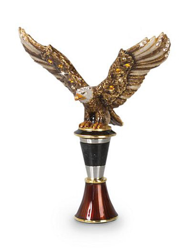 Jay Strongwater Nathaniel Natural Eagle Wine Stopper & Stand