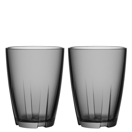 Kosta Boda Bruk Tumbler Smoke Grey Large Pair