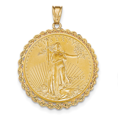 1 oz American Eagle Coin Mounted Coin Bezel 14k Gold BA1/1AEC