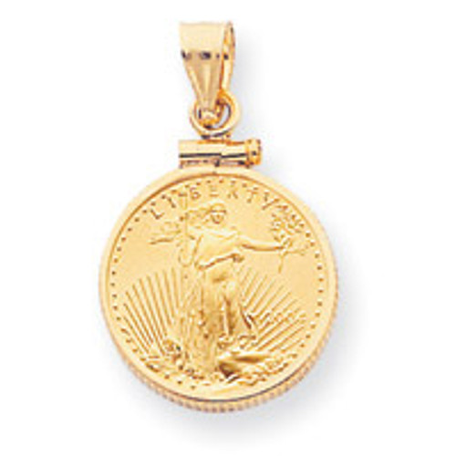 1 oz Mounted American Eagle Screw Top Coin Bezel 14k Gold BA10/1AEC