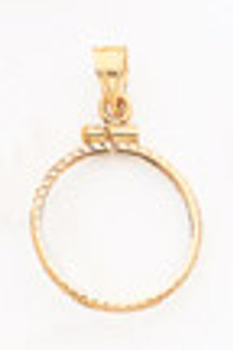 1/10 oz Mounted Panda Coin Screw Top Coin Bezel 14k Gold BP11/10PC