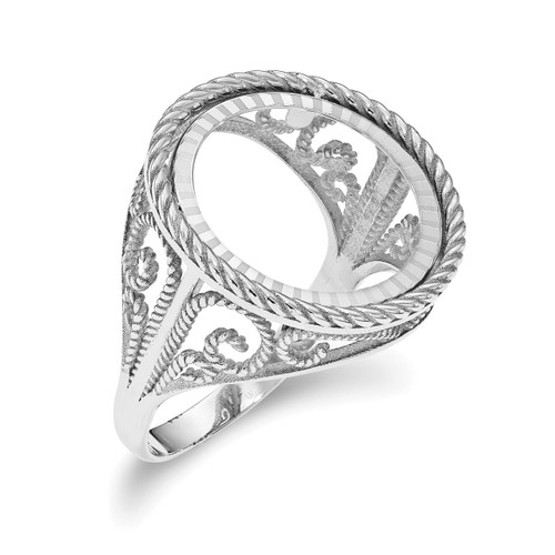 1/10AE Diamond -cut Coin Ring 14k white Gold CR11WD/10AE