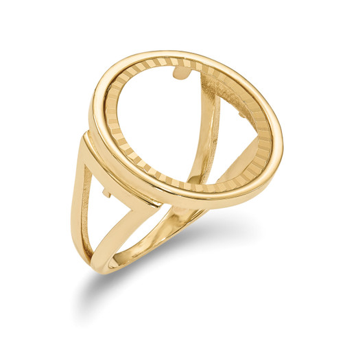 1/10AE Diamond -cut Coin Ring 14k Gold CR13D/10AE