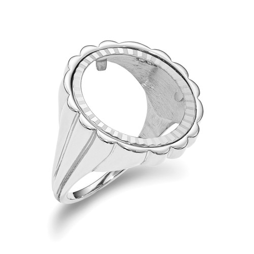 1/10AE Diamond -cut Coin Ring 14k white Gold CR3WD/10AE