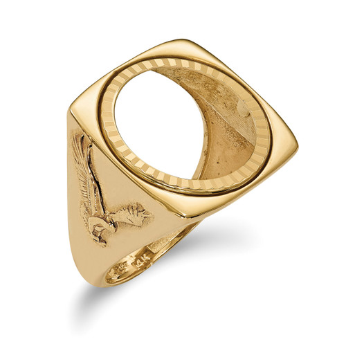 1/10AE Diamond -cut Coin Ring 14k Gold CR8D/10AE