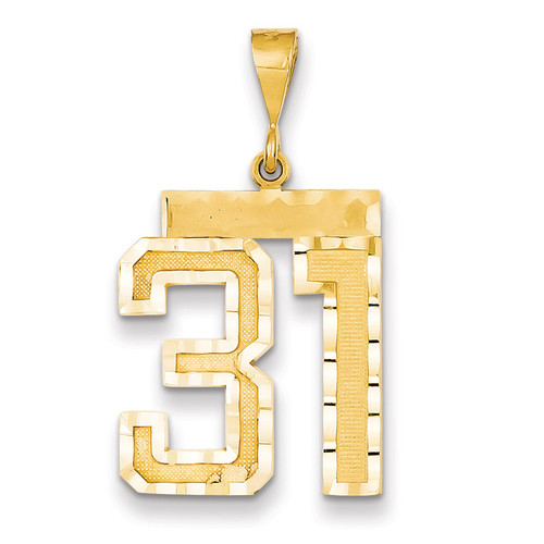 Number 31 Charm 14k Gold Large Diamond-cut LN31