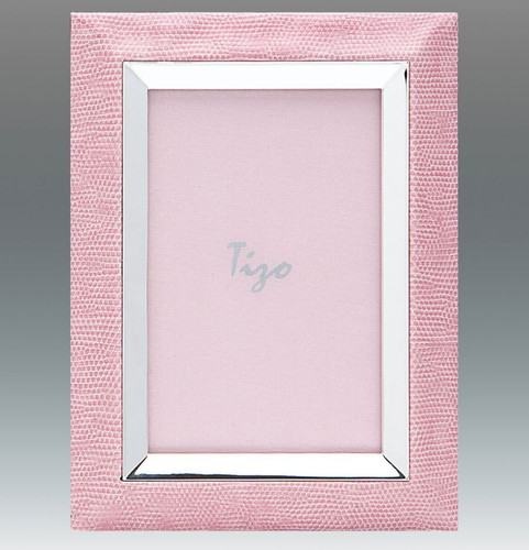 Tizo Leather City 5 x 7 Inch Silver Plated Picture Frame - Pink