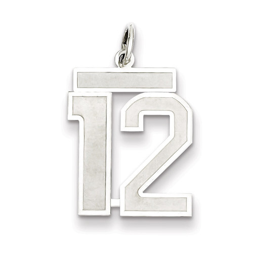 Pendant Number 12 Satin Sterling Silver Medium QPM12