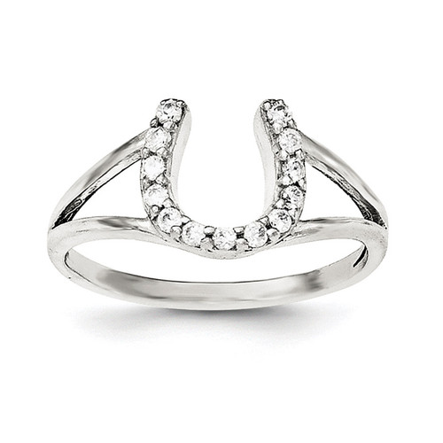 CZ Horseshoe Ring Sterling Silver Polished QR6216