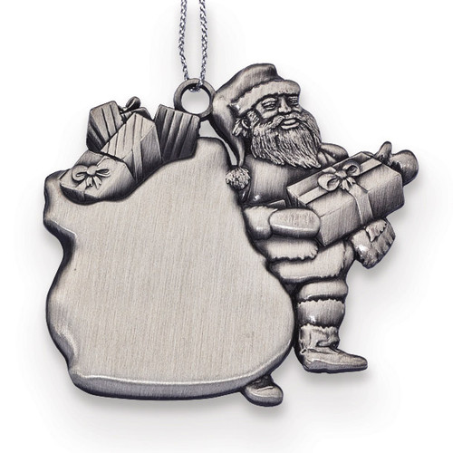 Engravable Santa with Gifts Ornament Pewter GM13834