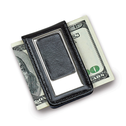 Black Faux Leather Money Clip GM14594