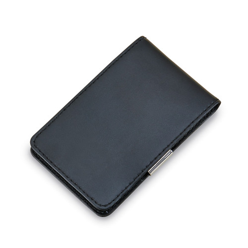 Black Leather Folding Card Case with Money Clip GM14699
