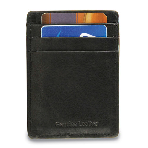 Black Leather Card Case Money Clip GM17786