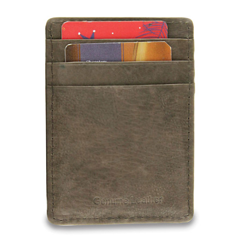 Brown Leather Card Case Money Clip GM17787