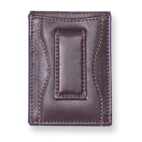 Black Leather Money Clip Card Case GM4741
