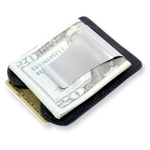 Black Leather Smart Money Clip GM5952