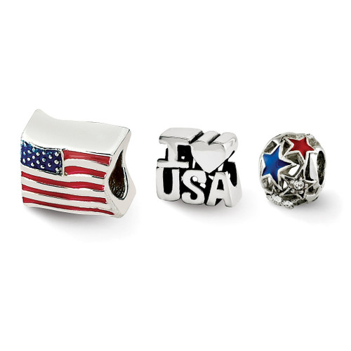 I Love the USA Boxed Bead Set Sterling Silver QRSET142