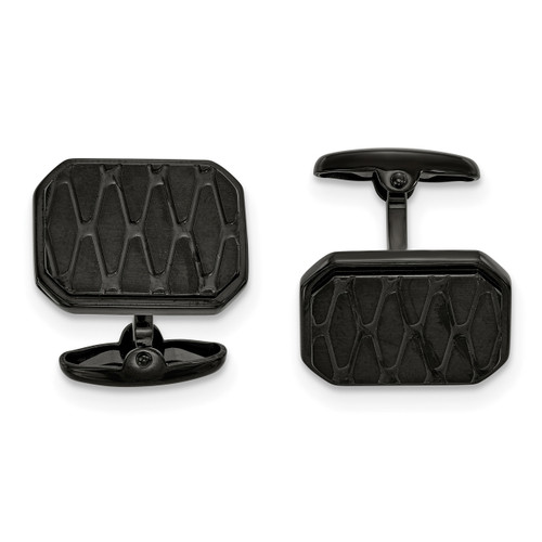 Black IP-plated Cufflinks Stainless Steel Brushed and Polished SRC373