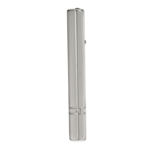 Diamond CZ Tie Bar Stainless Steel Polished SRT113