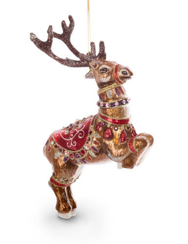 Jay Strongwater Dancer Reindeer Glass Ornament Siam SDH2117-222