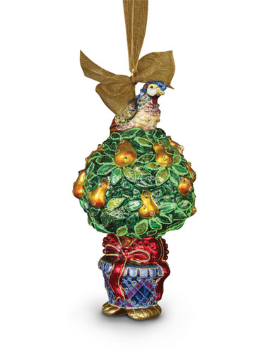 Jay Strongwater Partridge in a Pear Tree Glass Ornament Jewel SDH2220-250