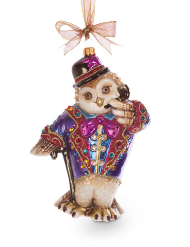 Jay Strongwater Jubilee Owl Glass Ornament Jewel SDH2226-250