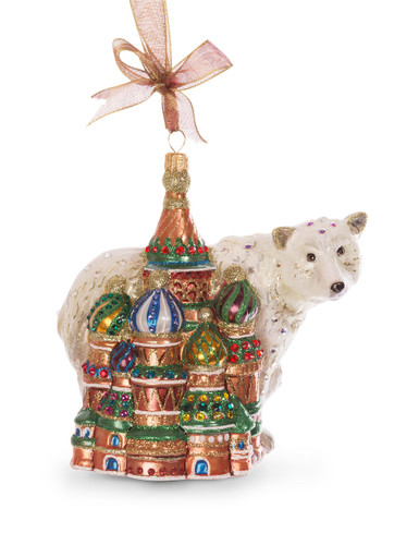 Jay Strongwater Palace and Polar Bear Glass Ornament Jewel SDH2248-250