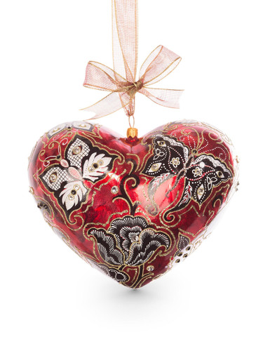 Jay Strongwater Butterfly Nouveau Artisan Heart Ornament Siam SDH2262-222