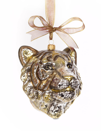 Jay Strongwater Gilded Tiger Head Glass Ornament Gold SDH2266-292