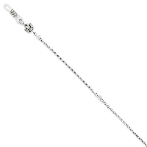 Clear Crystal 30 Inch Eyeglass Holder Chain Silver-tone BF1801