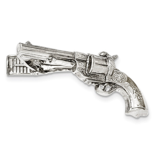 Gun Textured Tie Bar Silver-tone BF2721