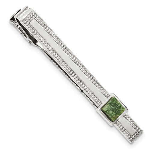 Green Jade Tie Bar Silver-tone BF2724