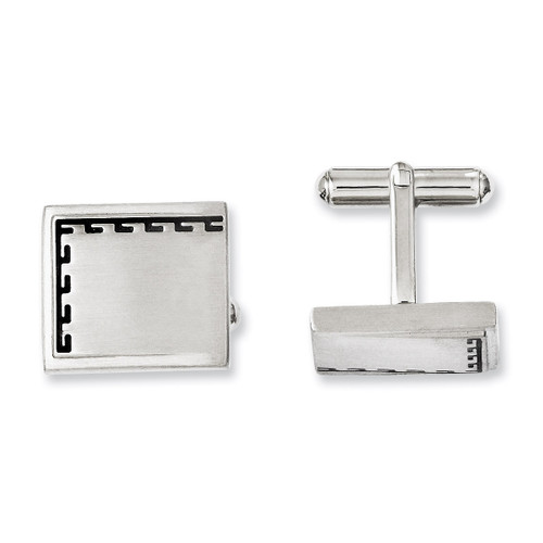 Antiqued Edge Brushed Cufflinks - Stainless Steel SRC222