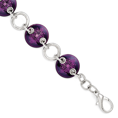 Edward Mirell Black Titanium & Sterling Silver Anodized Pink Bracelet EMB146-7.5