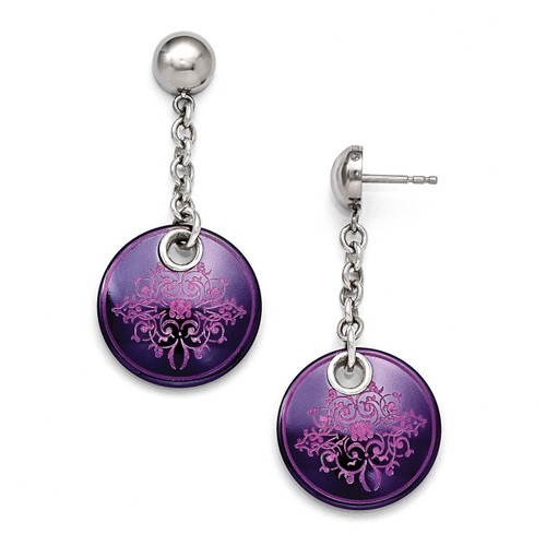 Edward Mirell Black Titanium Anodized Pink & Sterling Silver Earrings EME104