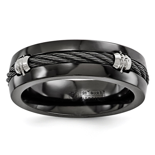 Edward Mirell Black Titanium and Cable 7mm Band EMR135