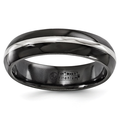 Edward Mirell Black Titanium and 14k Gold Domed 6mm Band EMR207