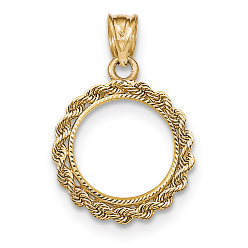 Hand Made Rope Diamond-cut Prong 1/20P Coin Bezel 14k Gold BP46/20P